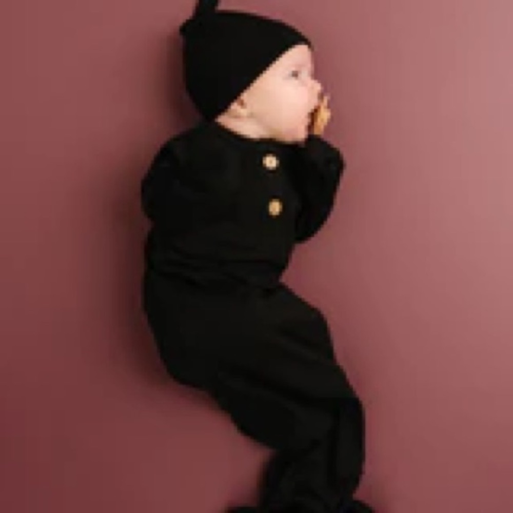 Black Baby Outfit with Hat